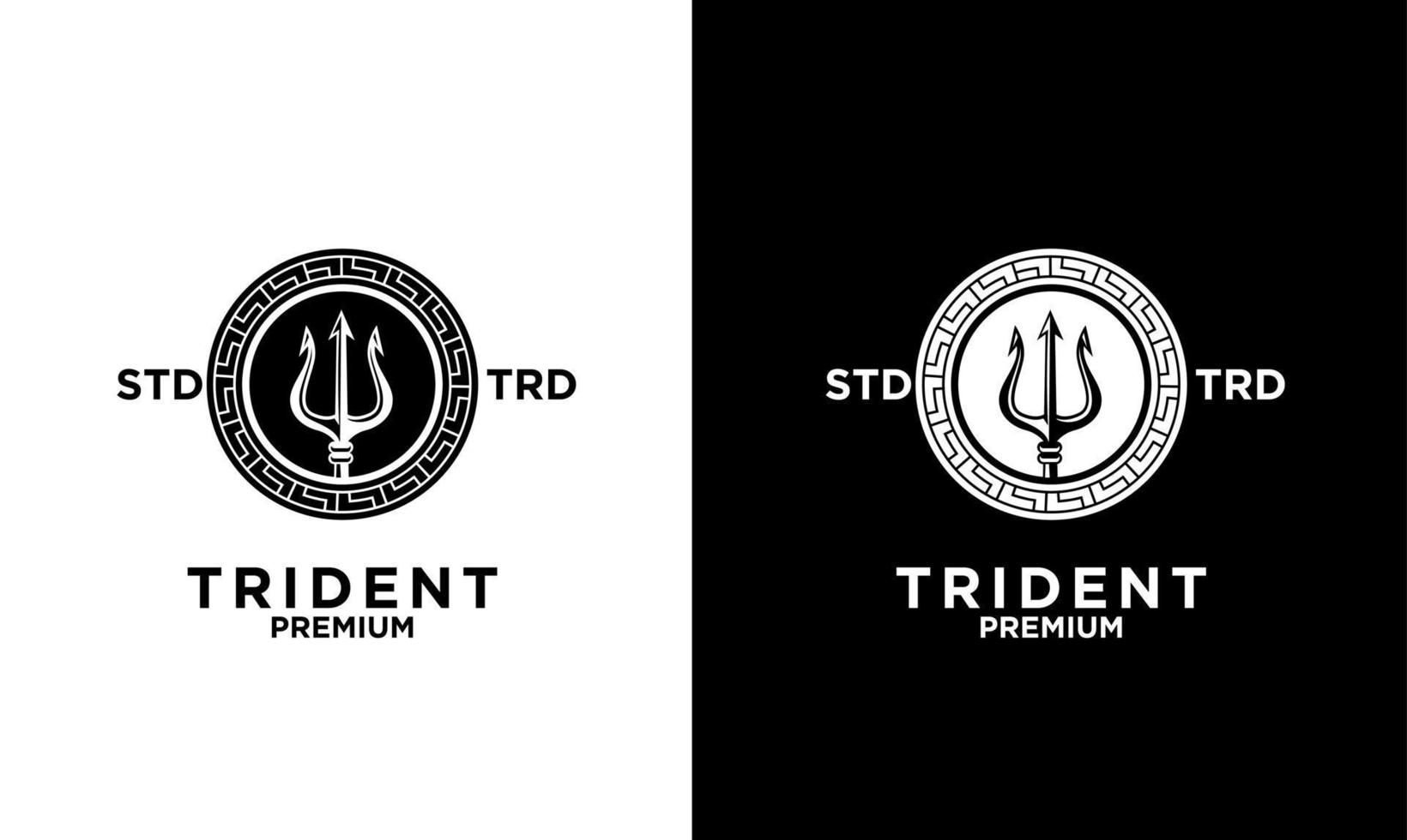 design de logotipo vintage tridente vetor