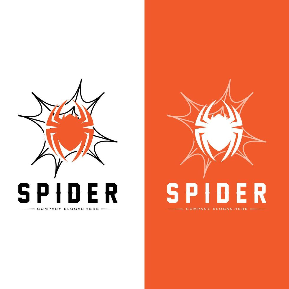 ícones vetoriais de logotipo de aranha e teia de aranha, animais fazendo ninhos, para halloween, fantasias vetor