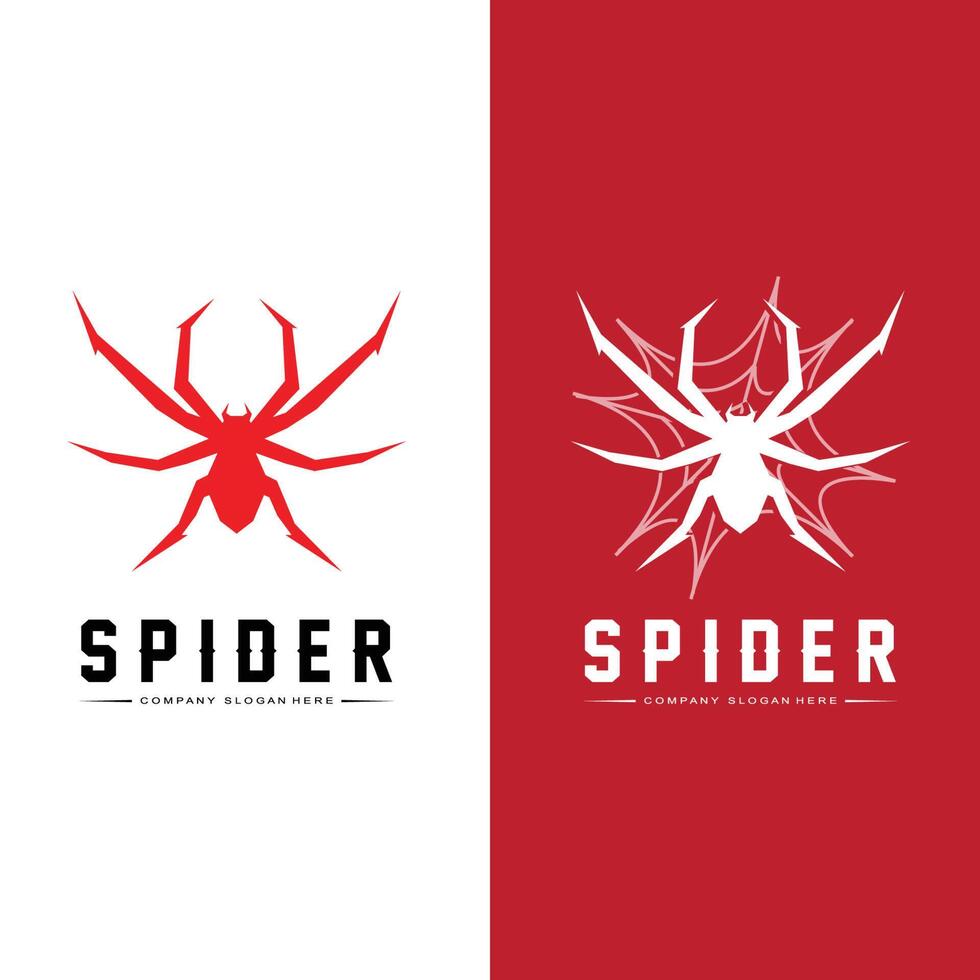 ícones vetoriais de logotipo de aranha e teia de aranha, animais fazendo ninhos, para halloween, fantasias vetor