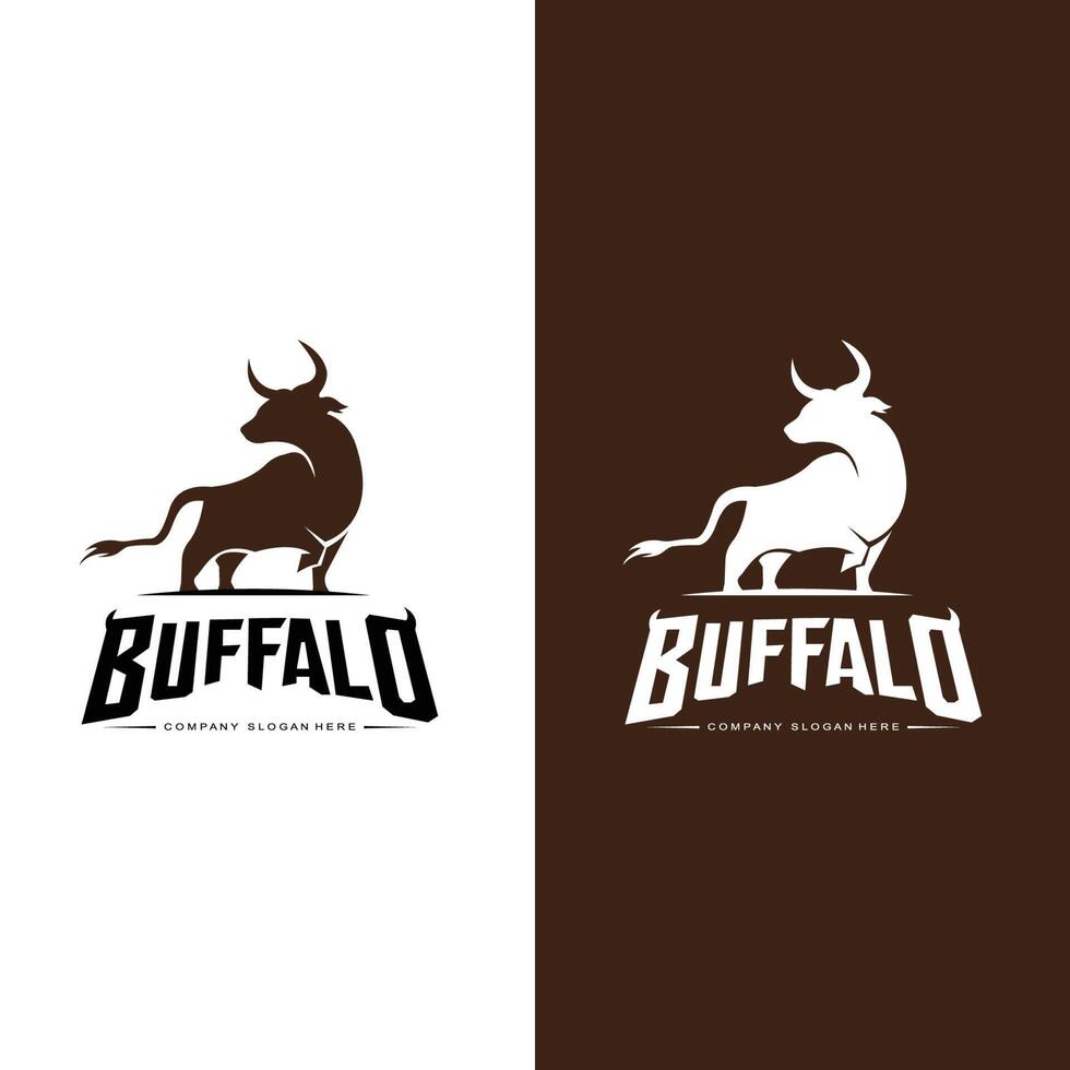 ícone de vetor de logotipo de búfalo touro de bisão, design de logotipo retrô vintage de animais de fazenda