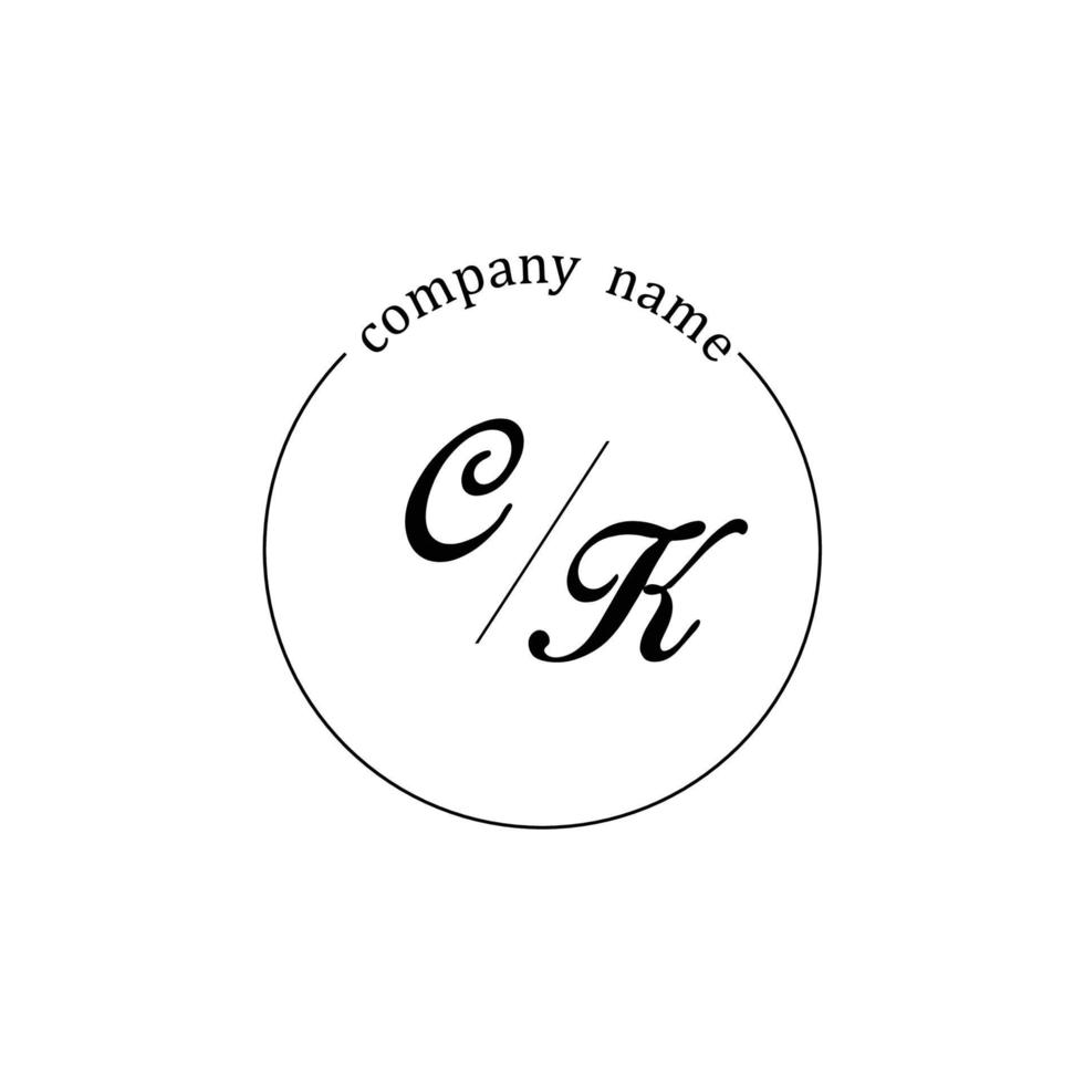 inicial ck logotipo monograma carta minimalista vetor