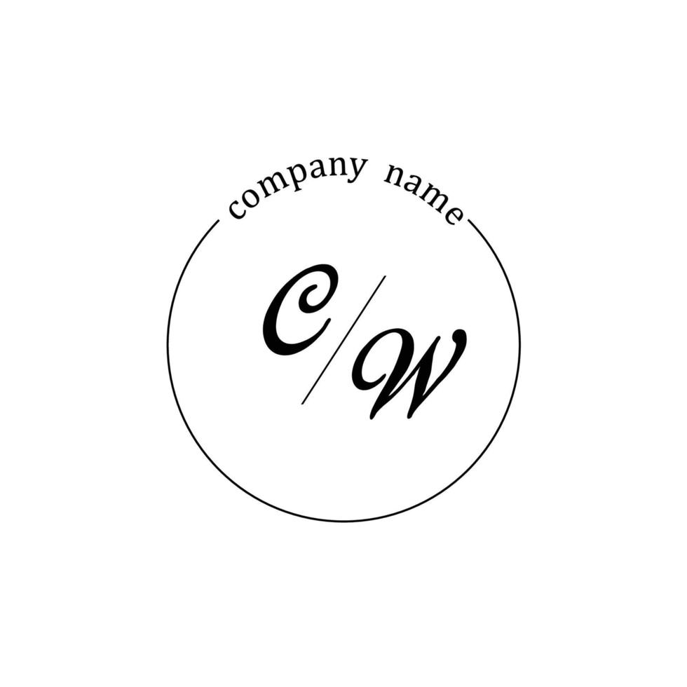 inicial cw logotipo monograma carta minimalista vetor
