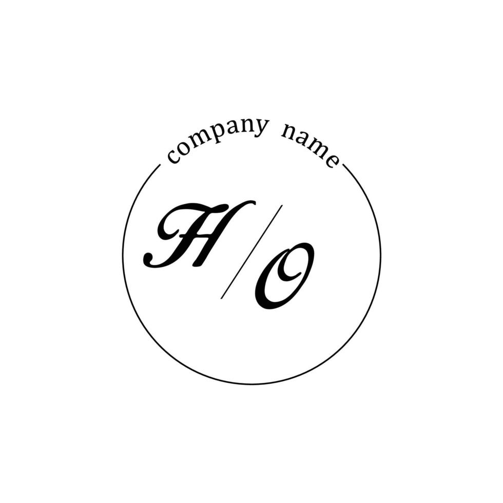 inicial ho logotipo monograma carta minimalista vetor