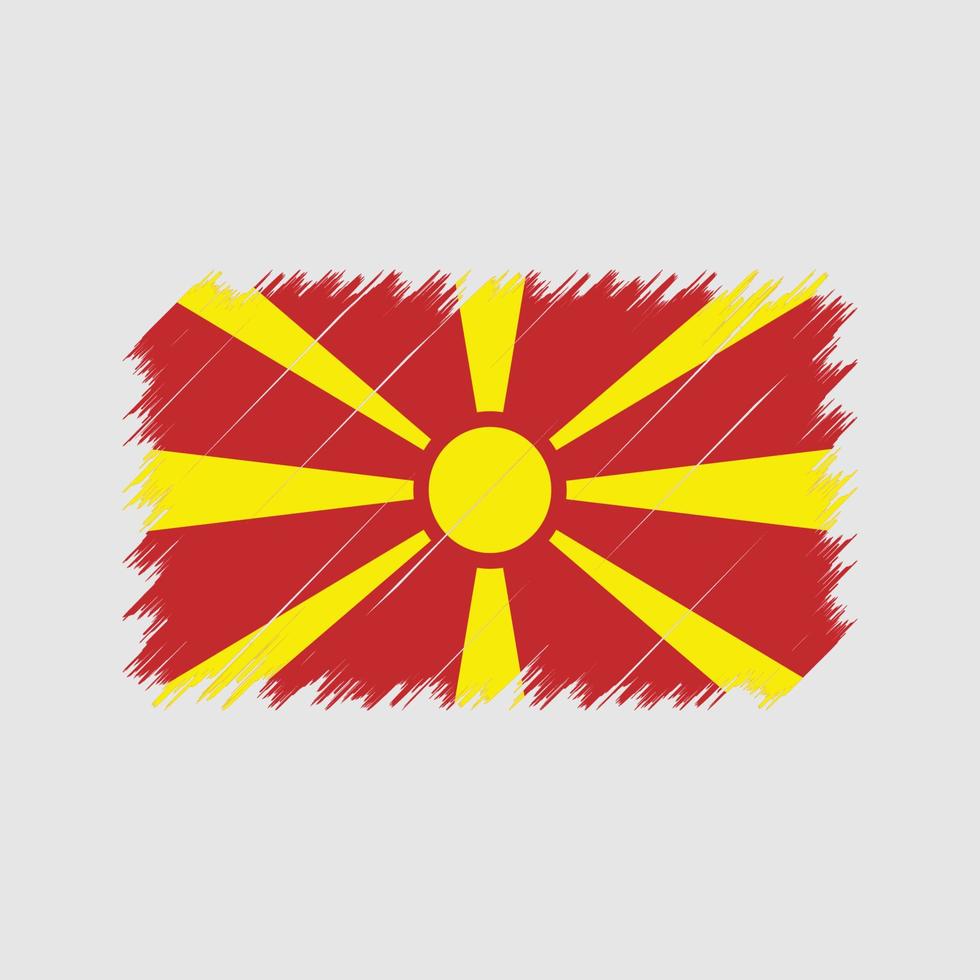 pinceladas de bandeira da Macedônia do Norte. bandeira nacional vetor