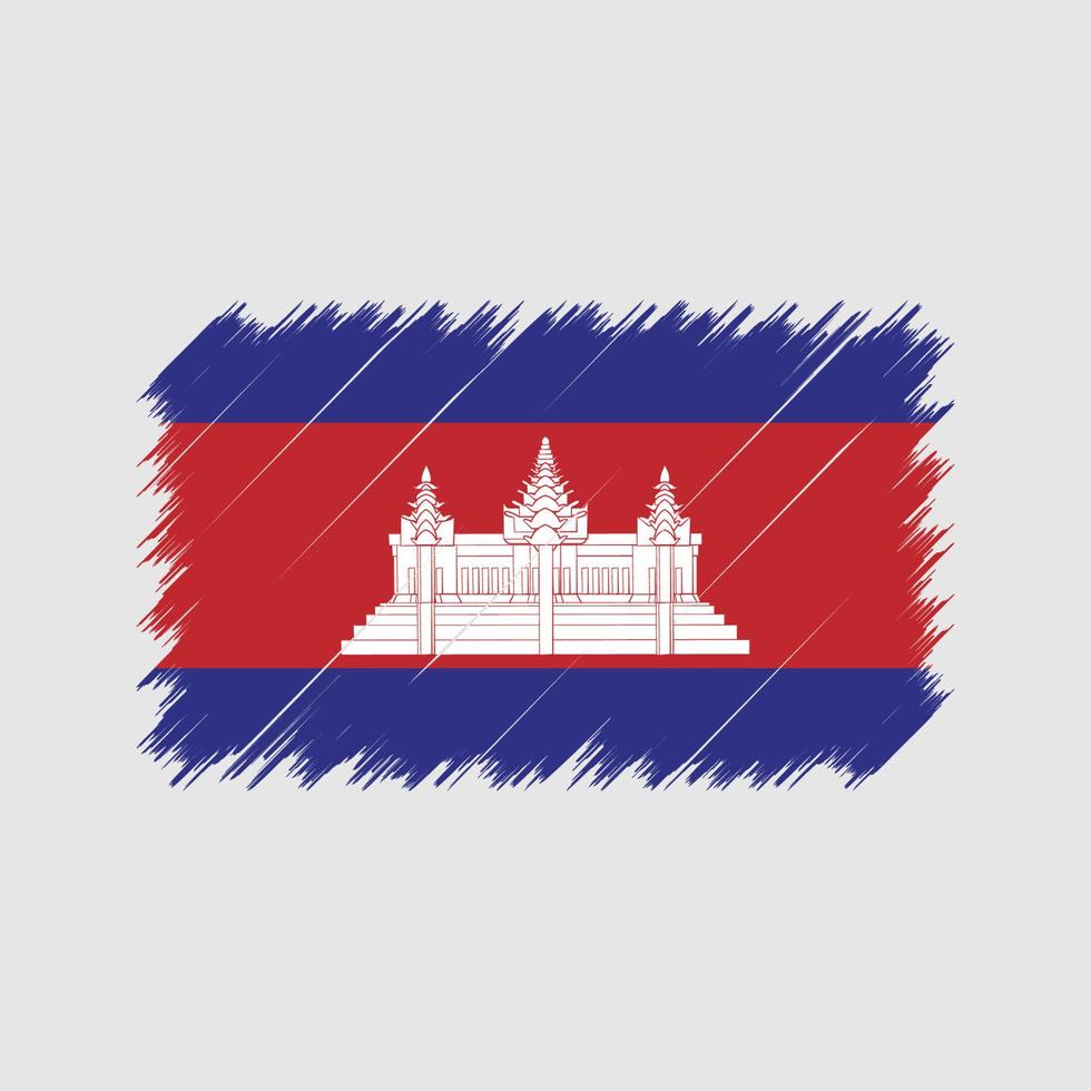pinceladas de bandeira do camboja. bandeira nacional vetor