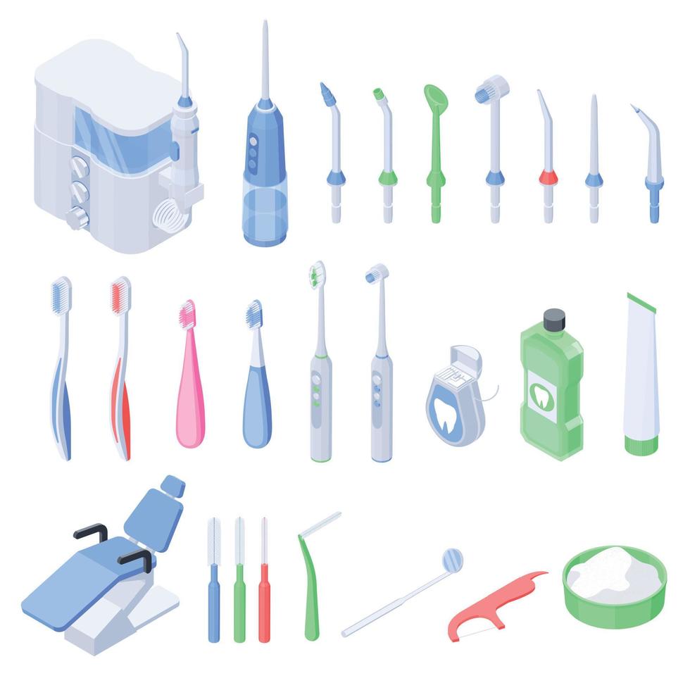 conjunto isométrico de higiene dental vetor