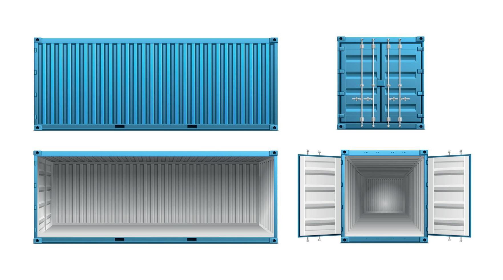 conjunto de contêiner de carga realista vetor