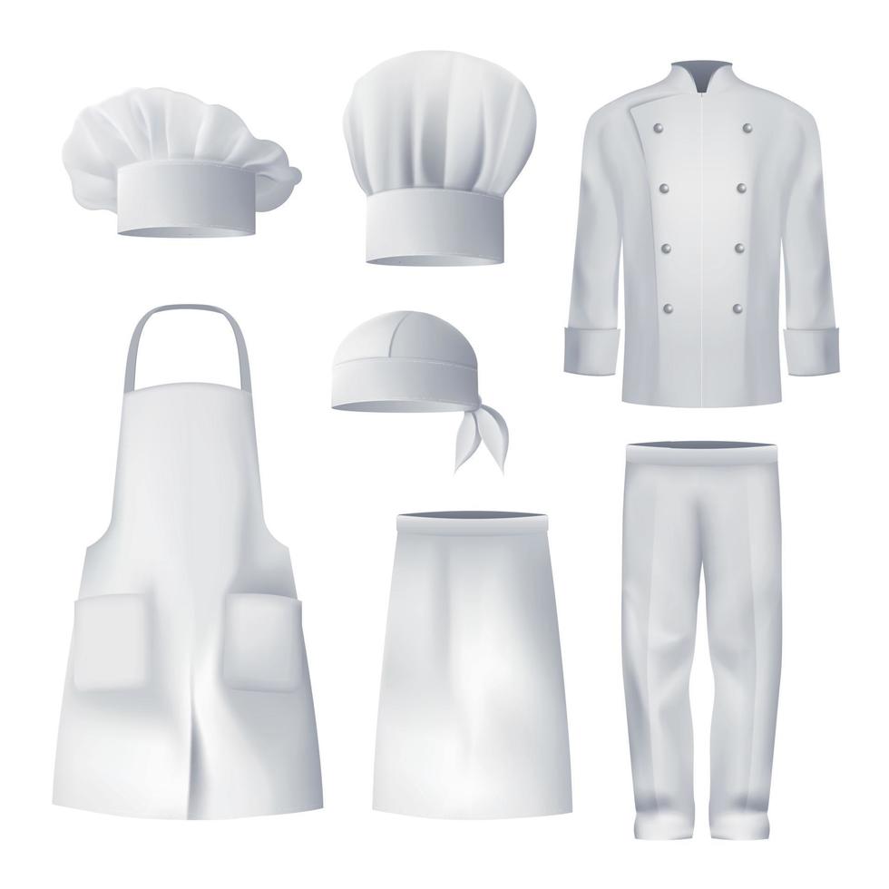 conjunto realista de roupas culinárias vetor