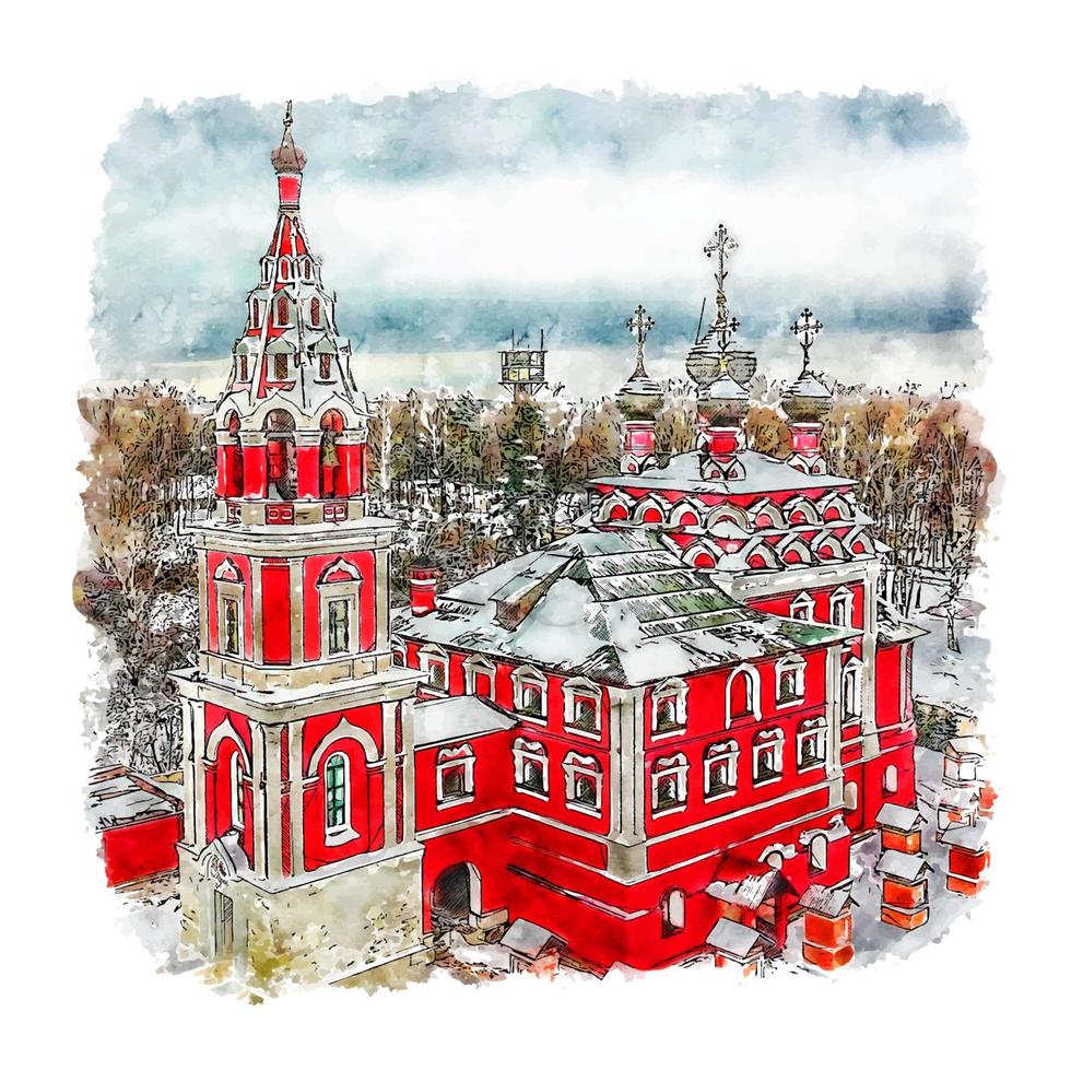 kotelniki rússia esboço em aquarela ilustração desenhada à mão vetor