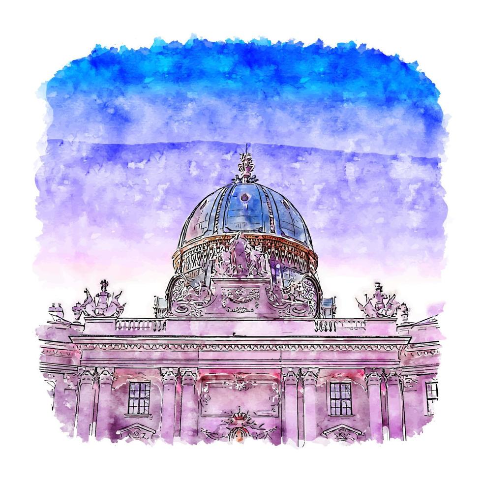 viena áustria esboço em aquarela ilustração desenhada à mão vetor