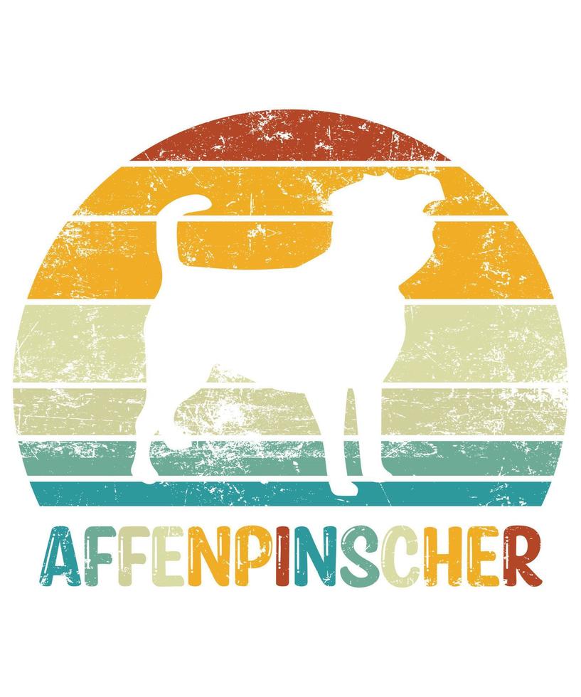 engraçado affenpinscher vintage retro pôr do sol silhueta presentes amante de cães proprietário de cães camiseta essencial vetor