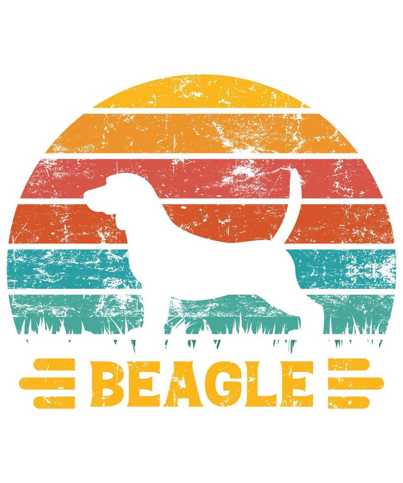 engraçado beagle vintage retro pôr do sol silhueta presentes amante de cães proprietário de cães camiseta essencial vetor