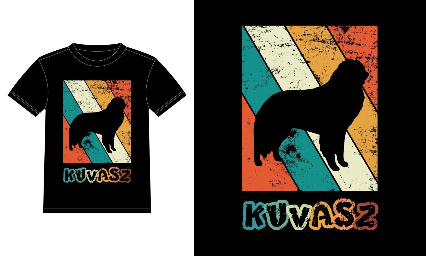 engraçado kuvasz retro vintage t-shirt modelo de design de t-shirt, placa kuvasz, adesivo de janela de carro, vagem, capa, fundo branco isolado, presente de silhueta para o amante kuvasz vetor