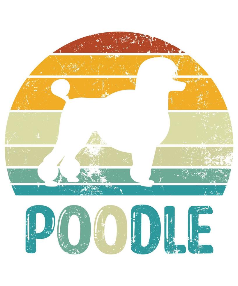 engraçado poodle vintage retrô pôr do sol silhueta presentes amante de cães proprietário de cães camiseta essencial vetor