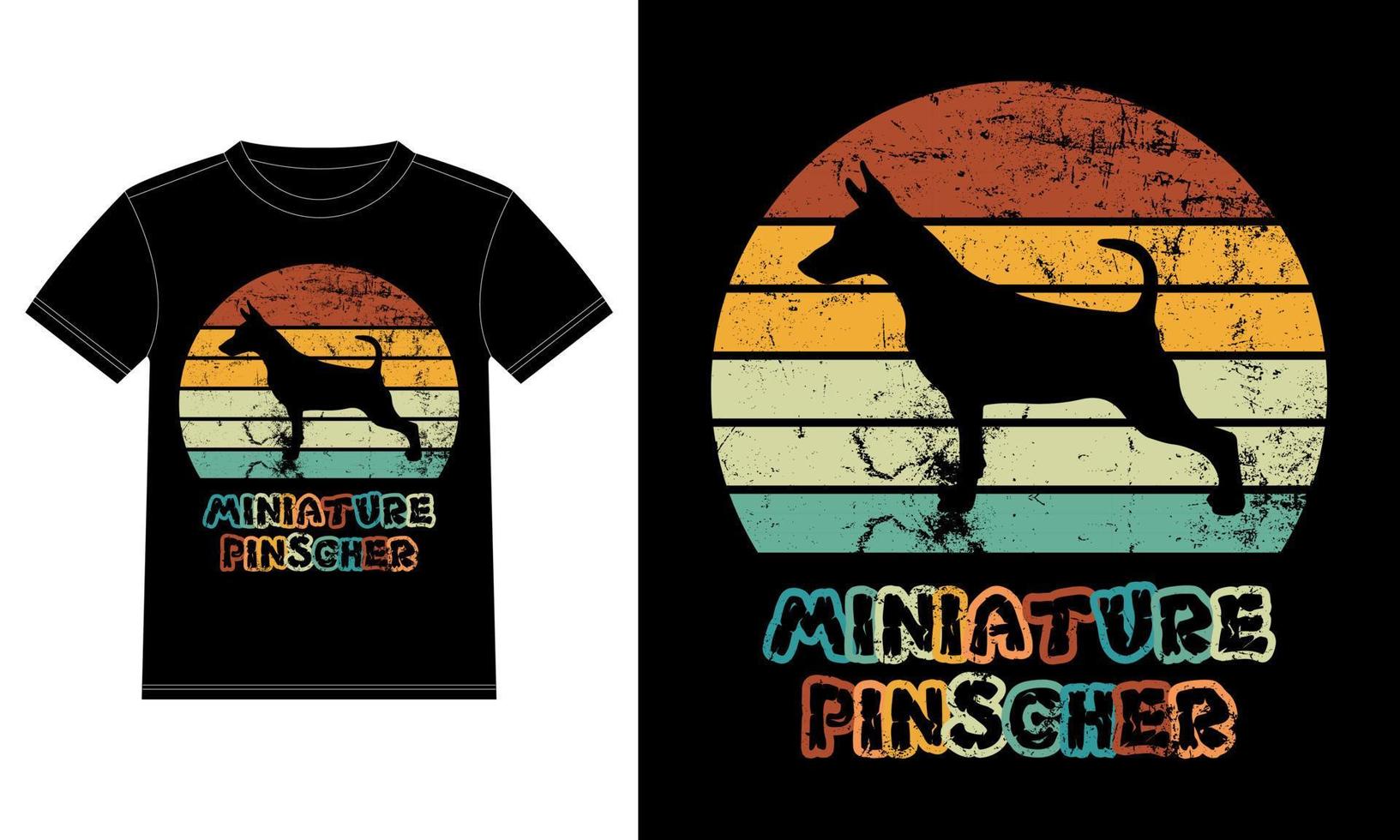 engraçado pinscher miniatura vintage retro pôr do sol silhueta presentes amante de cães proprietário de cães camiseta essencial vetor