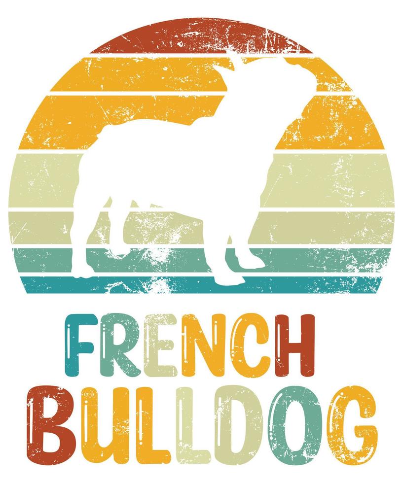 engraçado buldogue francês vintage retro pôr do sol silhueta presentes amante de cães proprietário de cães camiseta essencial vetor