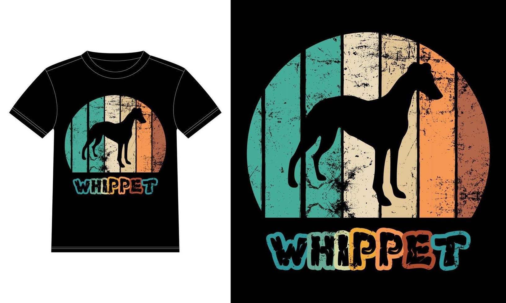 engraçado whippet vintage retro pôr do sol silhueta presentes amante de cães proprietário de cães camiseta essencial vetor