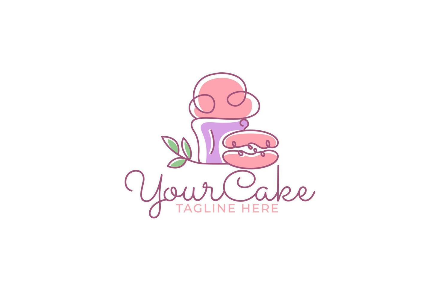 gráfico de vetor de logotipo de cupcake simples com um cupcake e folhas para qualquer negócio, especialmente para padaria, confeitaria, alimentos e bebidas, café, etc.