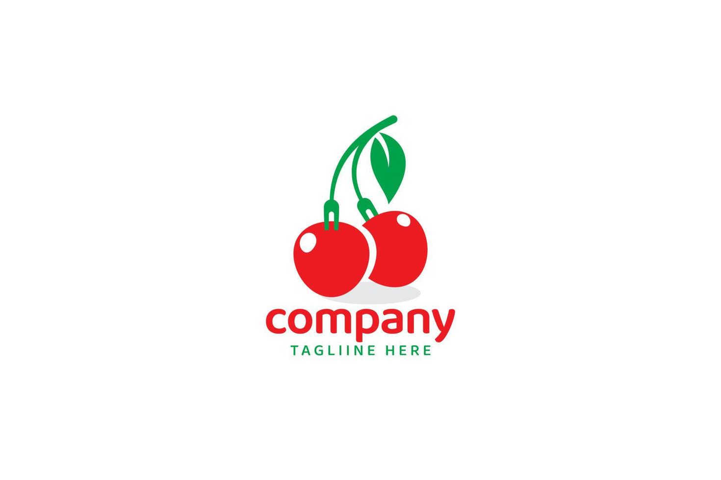 logotipo de cereja e garfo para qualquer negócio, especialmente para alimentos frescos, loja de alimentos saudáveis, loja, etc. vetor