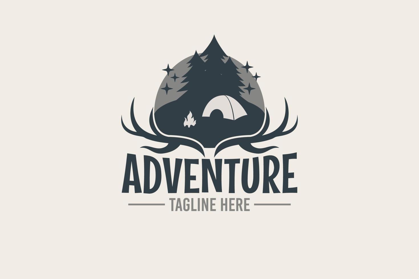 gráfico vetorial de logotipo de acampamento de aventura para qualquer negócio, especialmente para atividades ao ar livre, férias de verão, esporte, aventura, etc. vetor