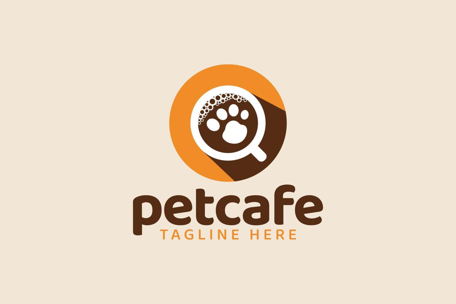 logotipo do pet cafe para qualquer negócio, especialmente para pet shop, loja, café, amante de animais de estimação, clube, etc. vetor