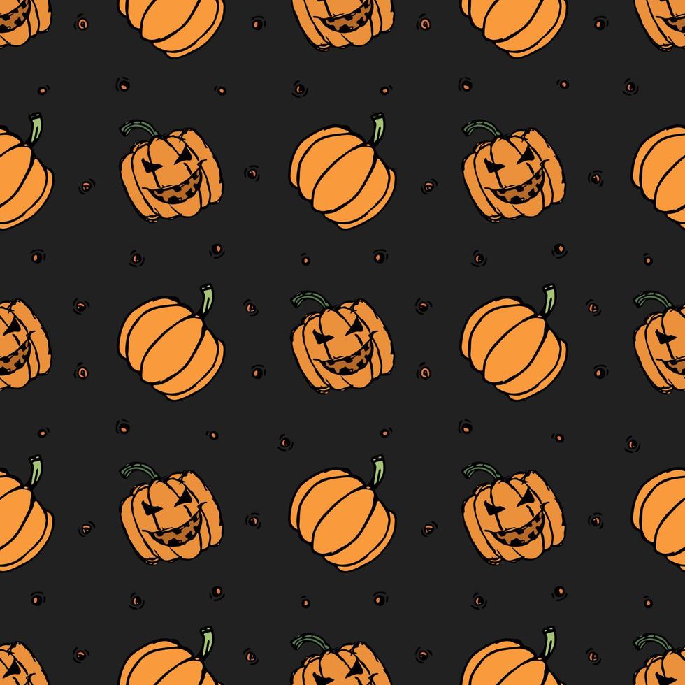 padrão de abóbora de halloween sem costura. fundo de halloween com abóbora assustadora vetor