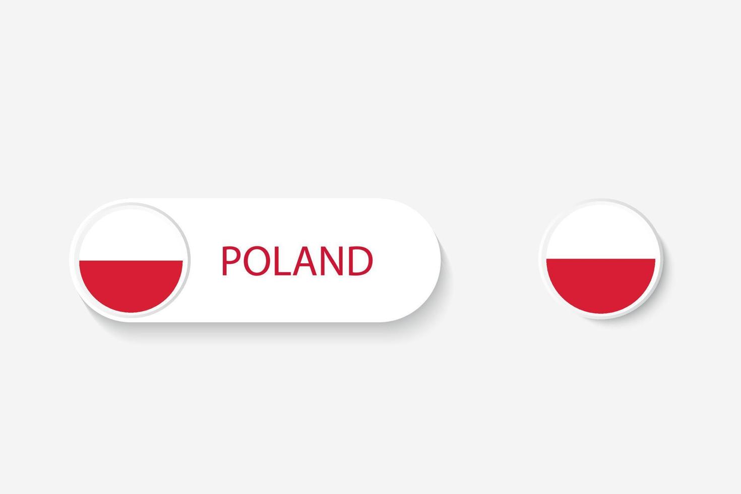 bandeira de botão polônia na ilustração de forma oval com a palavra da polônia. e botão bandeira polônia. vetor