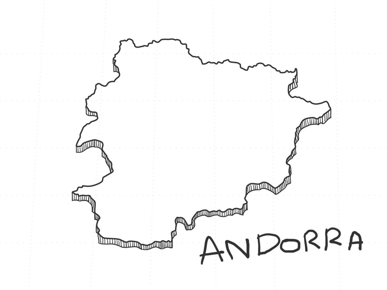 mão desenhada do mapa 3d de Andorra em fundo branco. vetor