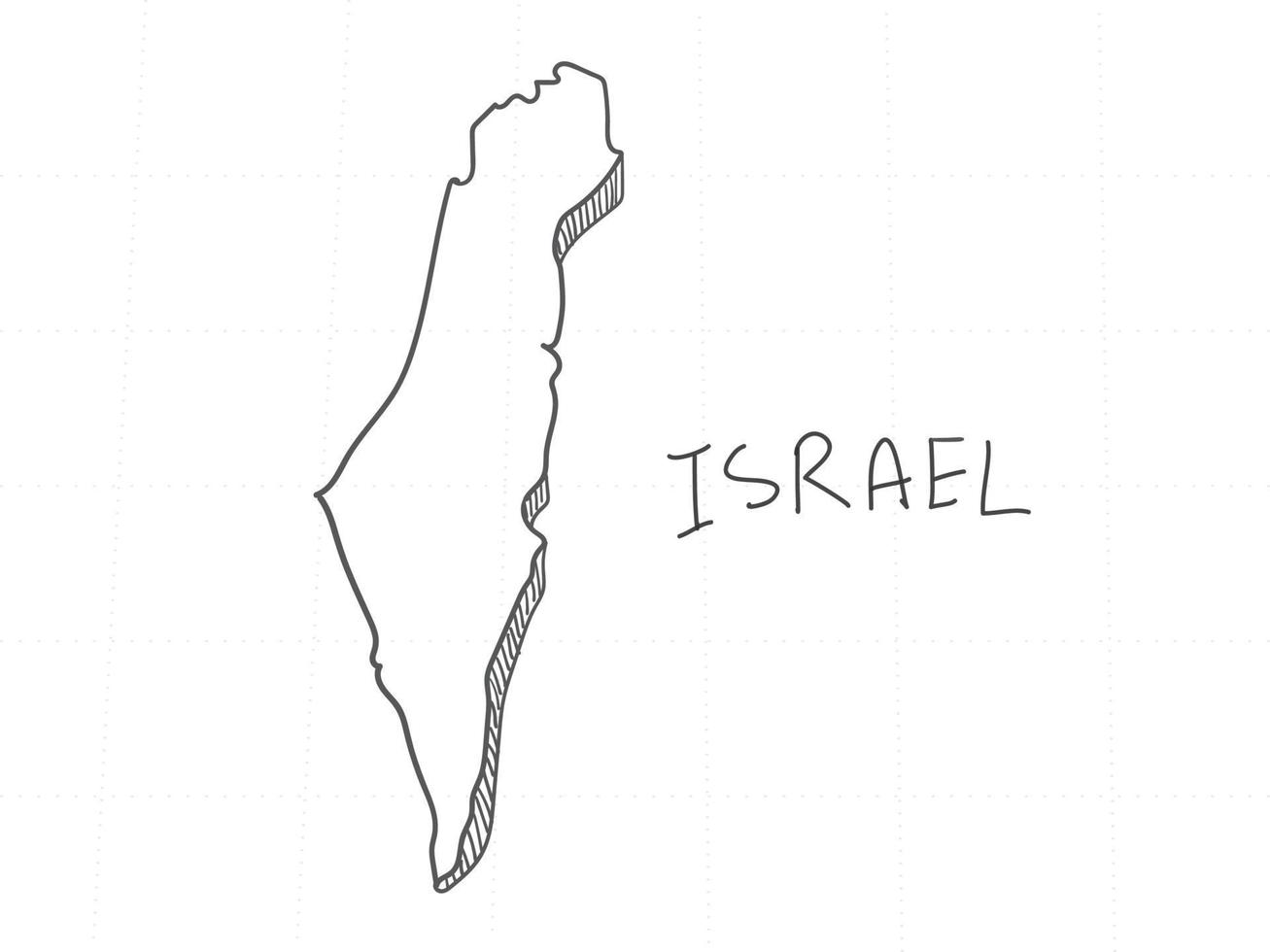 mão desenhada do mapa 3d de Israel em fundo branco. vetor