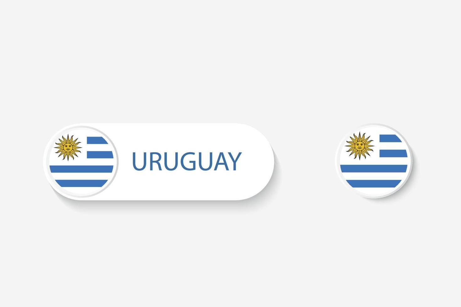 bandeira de botão uruguai na ilustração de forma oval com a palavra do uruguai. e botão bandeira Uruguai. vetor