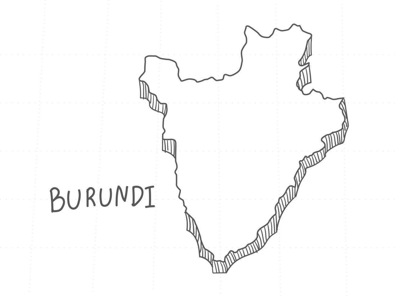 mão desenhada de mapa 3d do burundi em fundo branco. vetor