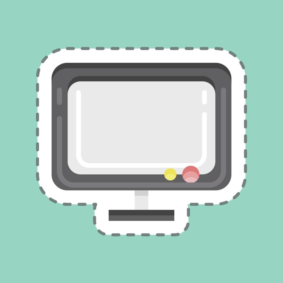 monitor de corte de linha de adesivo. adequado para o símbolo de componentes de computador. design simples editável. vetor de modelo de design. ilustração simples