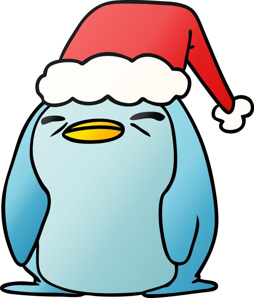 desenho de gradiente de natal de pinguim kawaii vetor