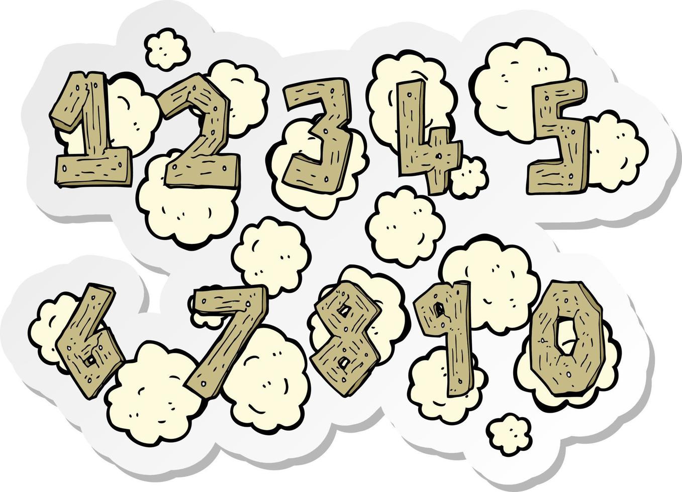 adesivo de um desenho animado de números de madeira vetor