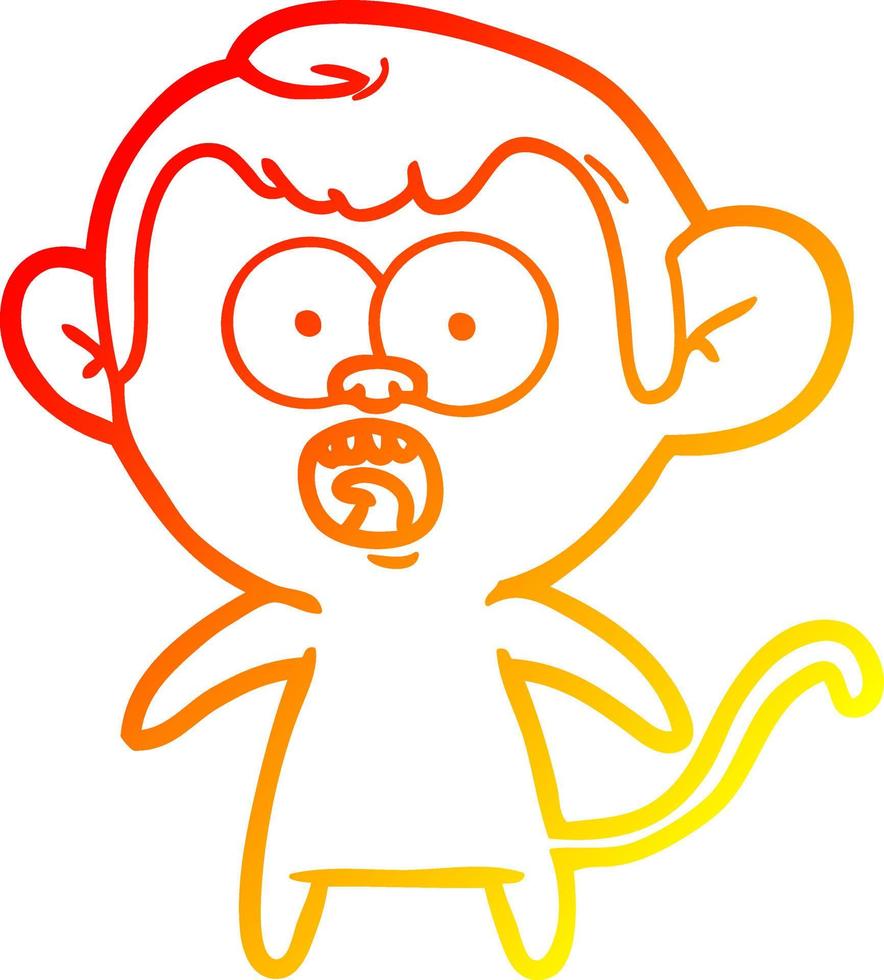 desenho de linha de gradiente quente desenho animado macaco chocado vetor