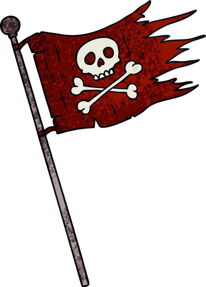 doodle de desenho texturizado de uma bandeira de piratas vetor
