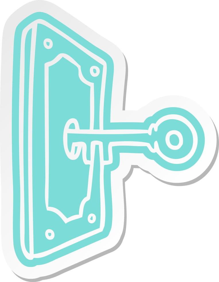 adesivo de desenho animado de uma maçaneta de porta vetor