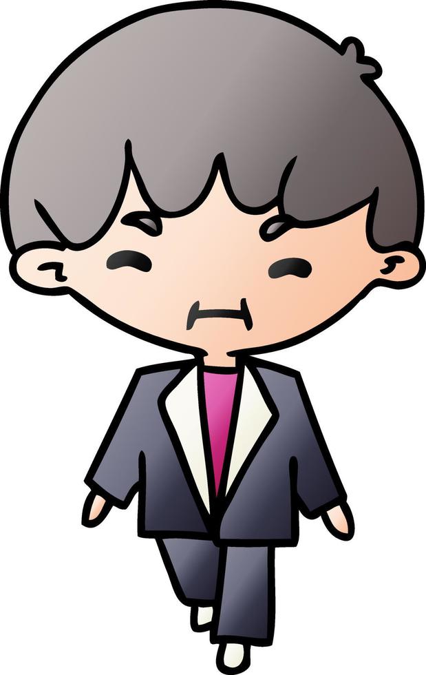 gradiente cartoon kawaii bonito empresário de terno vetor