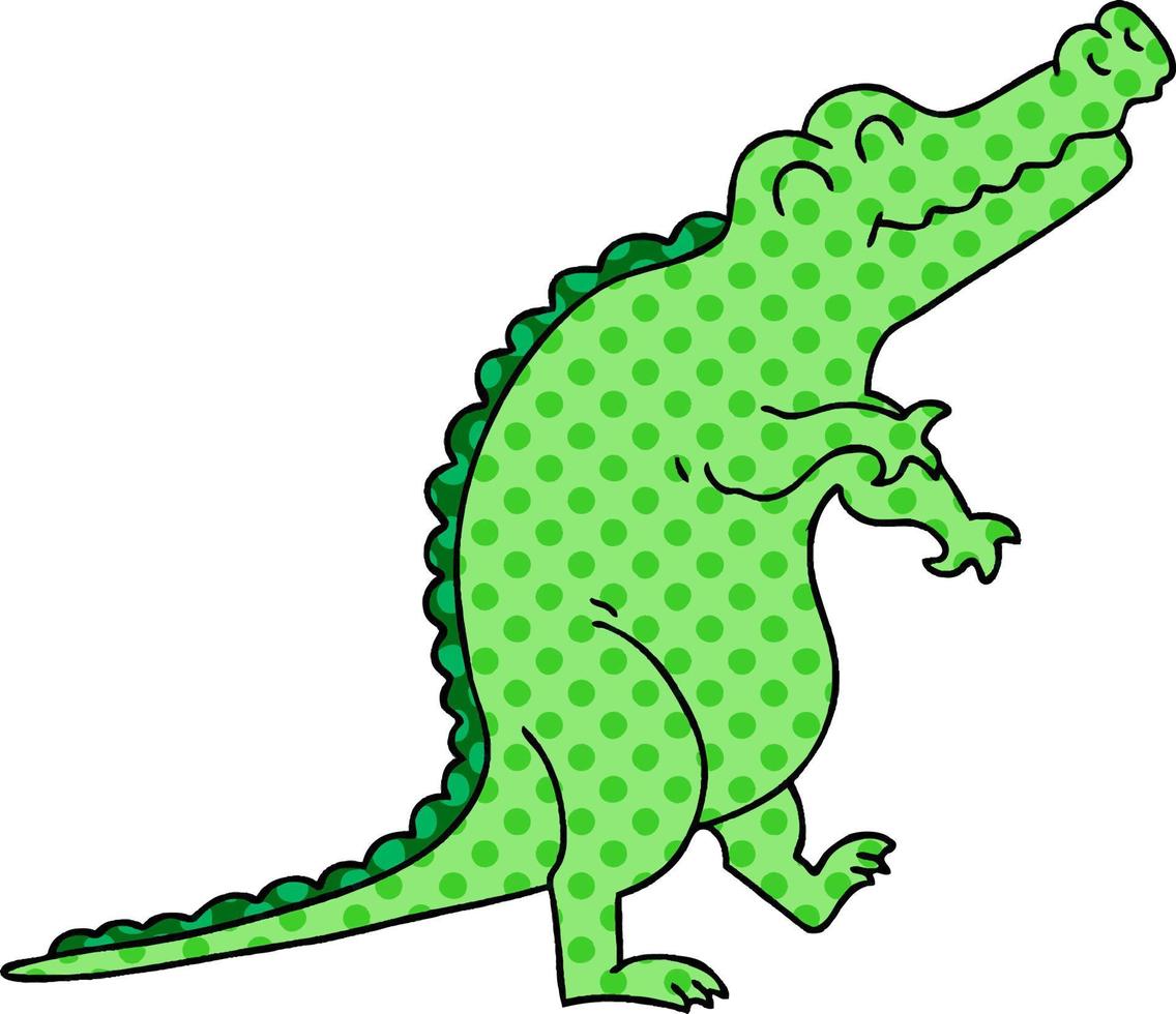 crocodilo de desenho animado de estilo de quadrinhos peculiar vetor