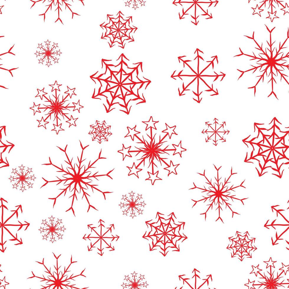 padrão de vetor sem costura com flocos de neve vermelhos. imprimir para desenhos de natal