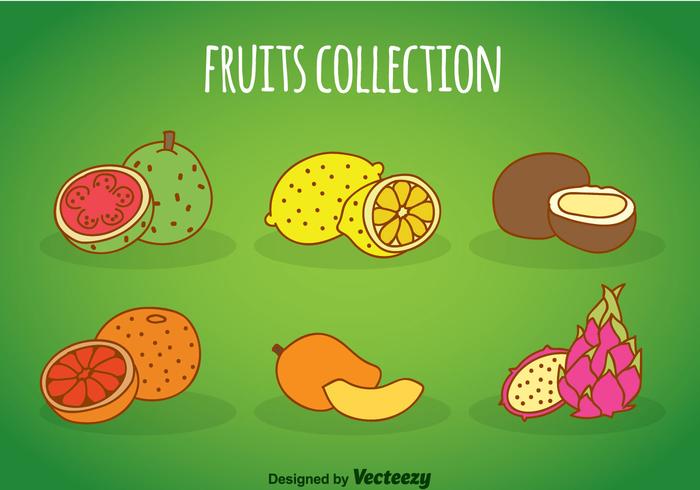Coleção de desenhos animados de frutas vetor