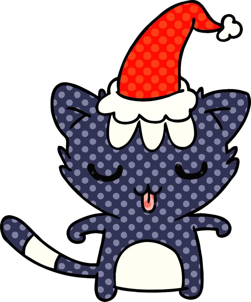 desenho de natal do gato kawaii vetor