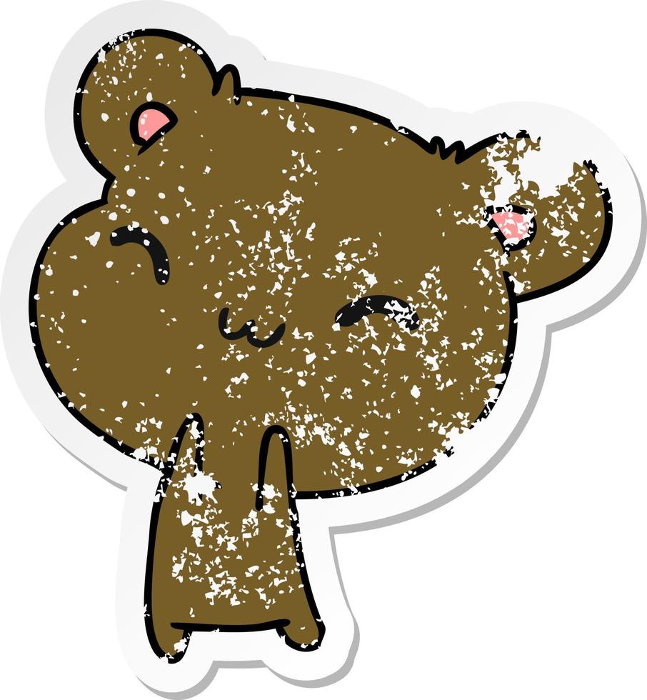 adesivo angustiado desenho animado kawaii fofo ursinho de pelúcia vetor