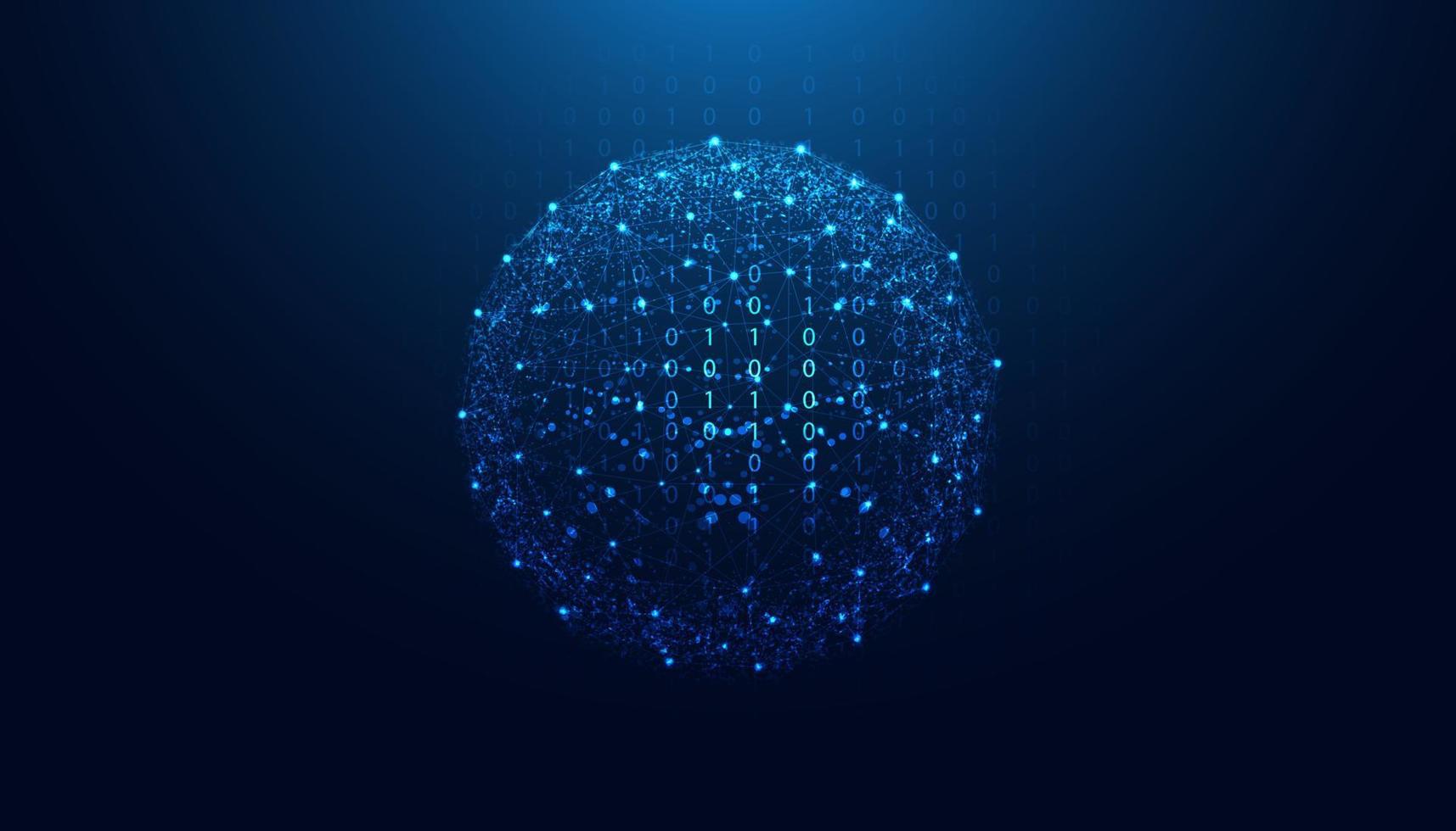 abstrato círculo digital conexão com a internet conceito online polígono círculo conectado fundo binário azul moderno futurista vetor
