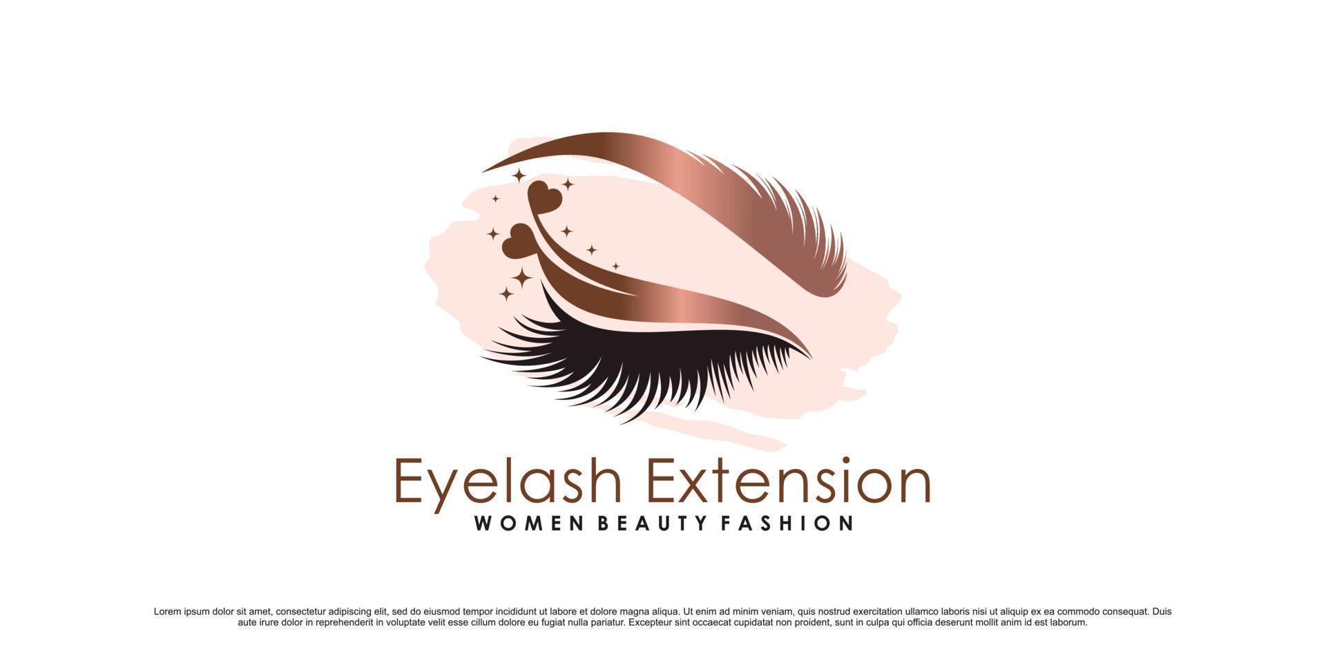 design de logotipo de extensão de cílios de beleza para salão de beleza feminino com vetor premium de elemento criativo