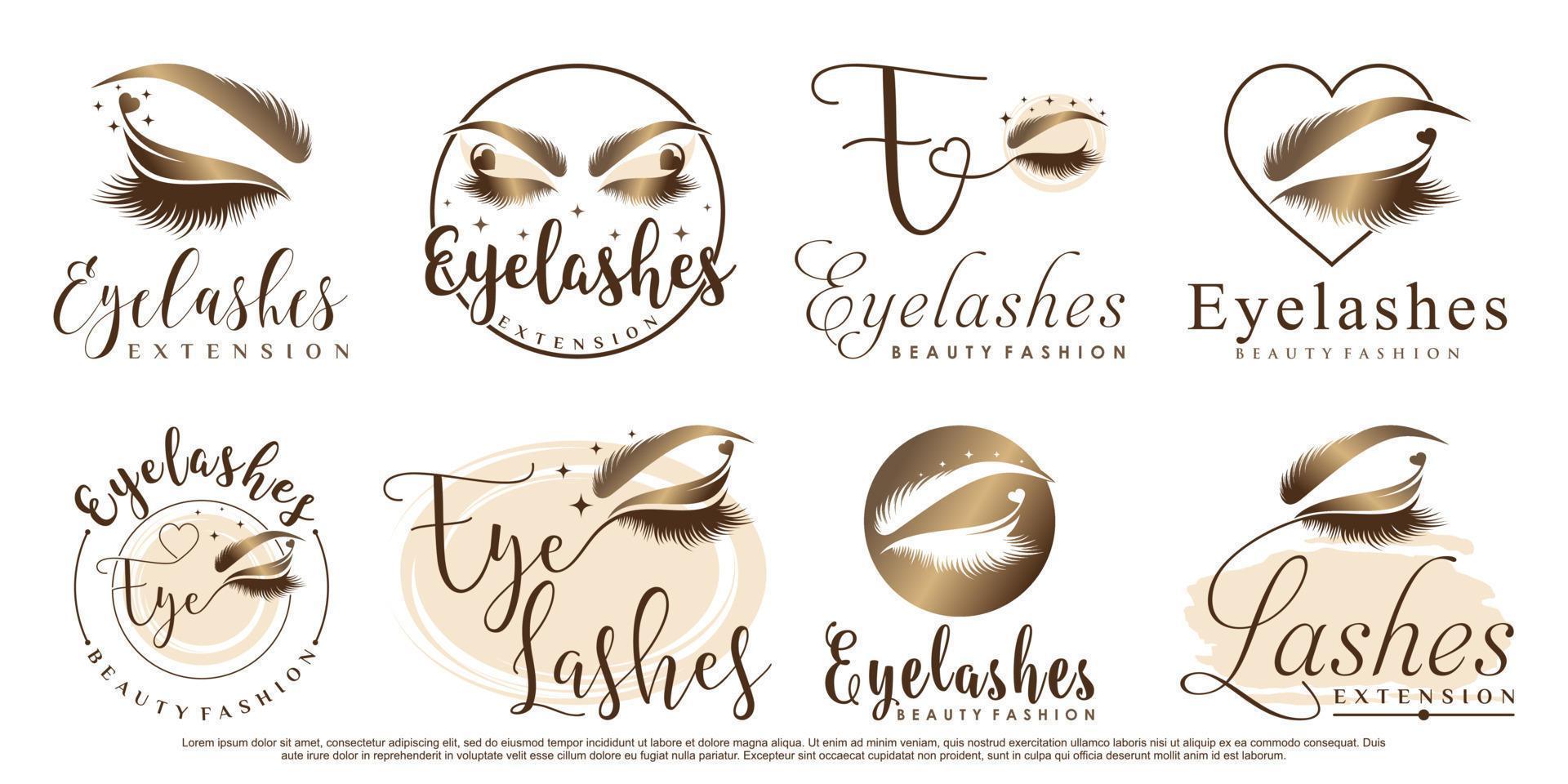 coleção de design de logotipo de extensão de cílios para moda de beleza com vetor premium de elemento criativo