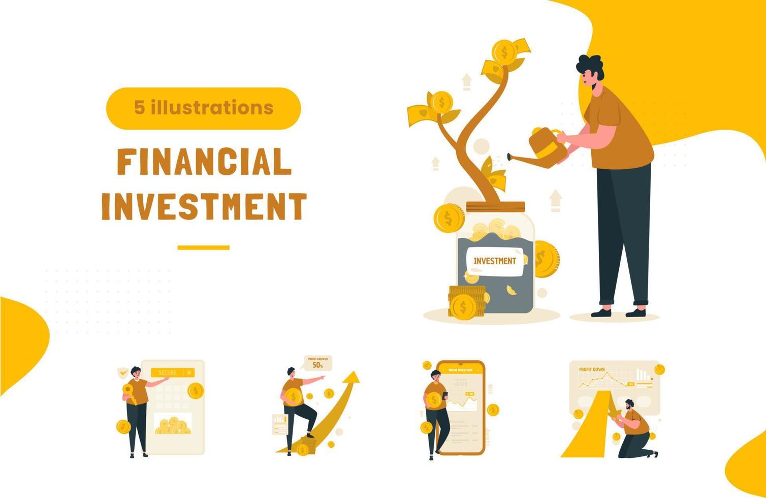 pacote de ilustração de conceito de negócio de investimento financeiro vetor