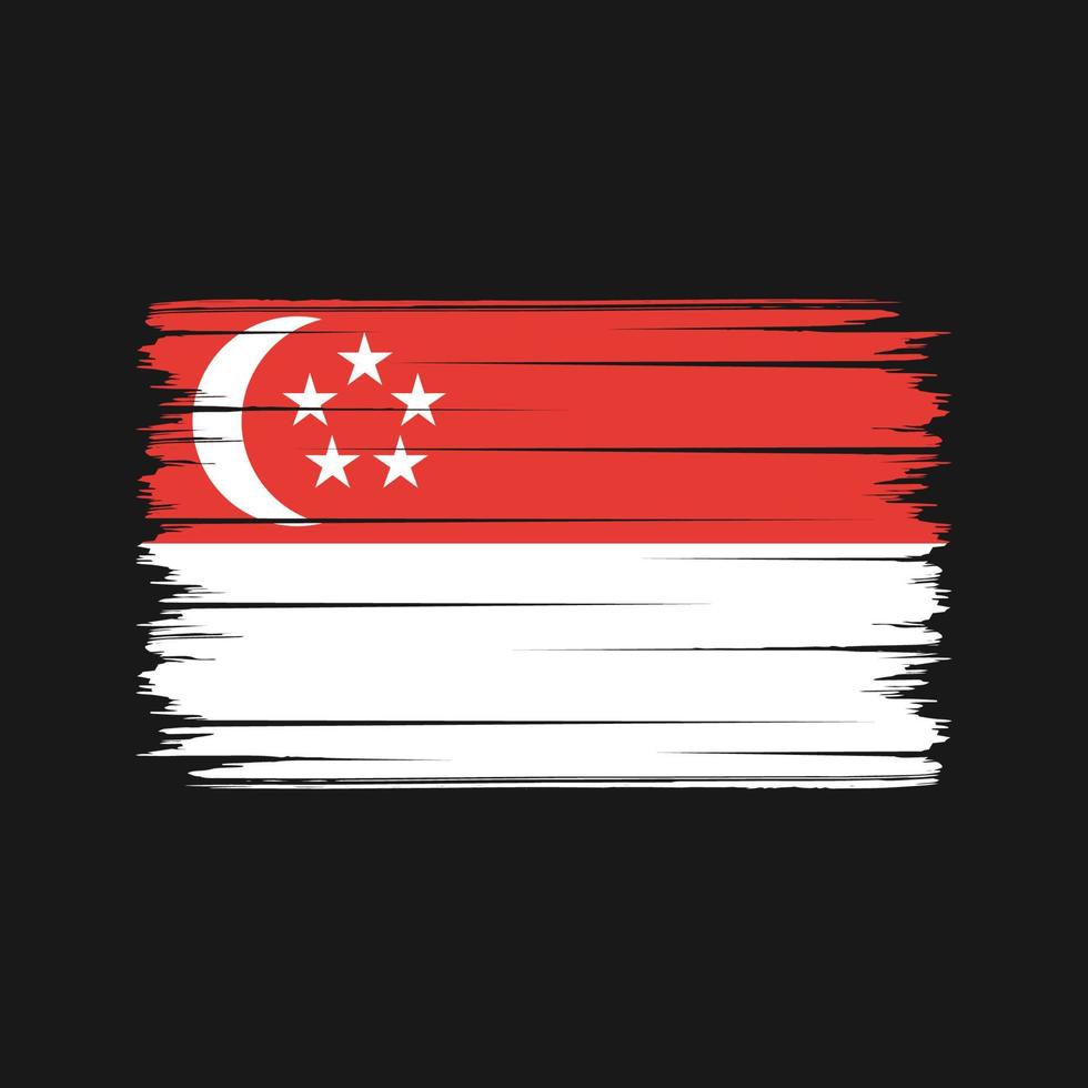 pinceladas de bandeira de singapura. bandeira nacional vetor