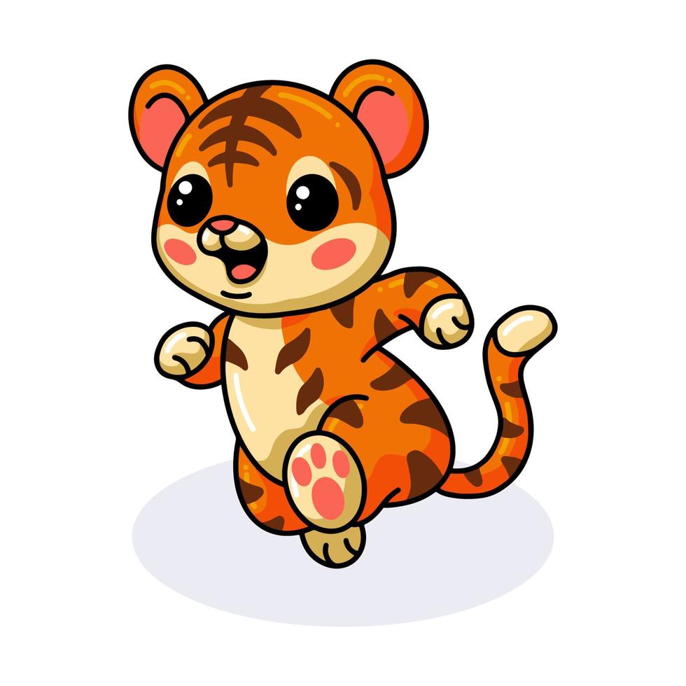 desenho de tigre bebê fofo correndo vetor