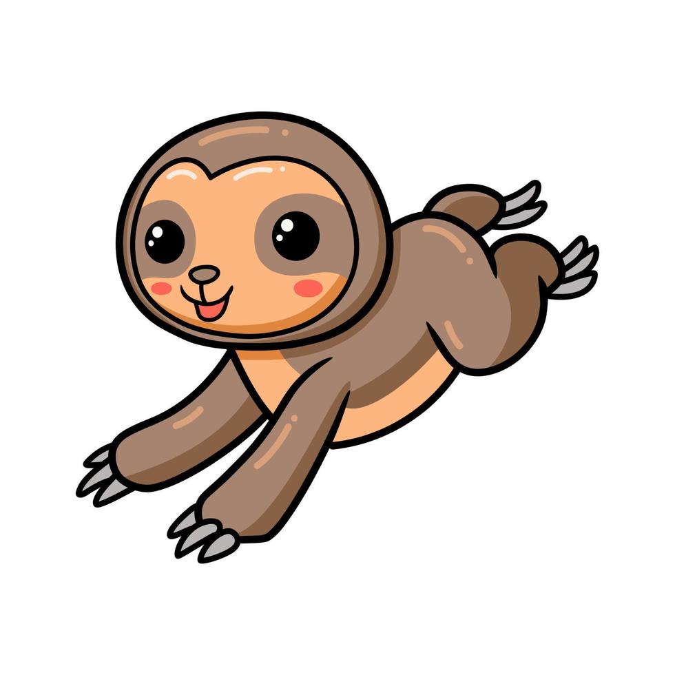 desenho de preguiça bebê fofo pulando vetor